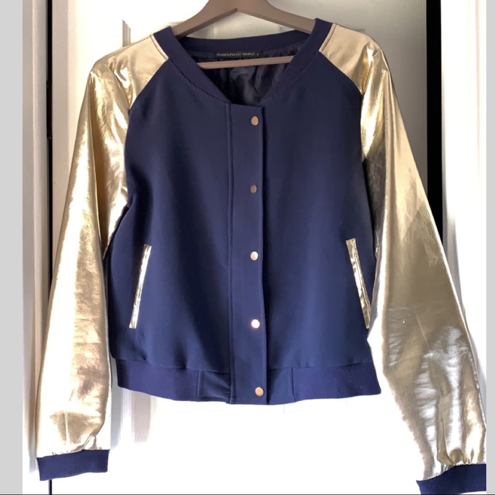 Super Fun Gold and Blue Bomber Jacket